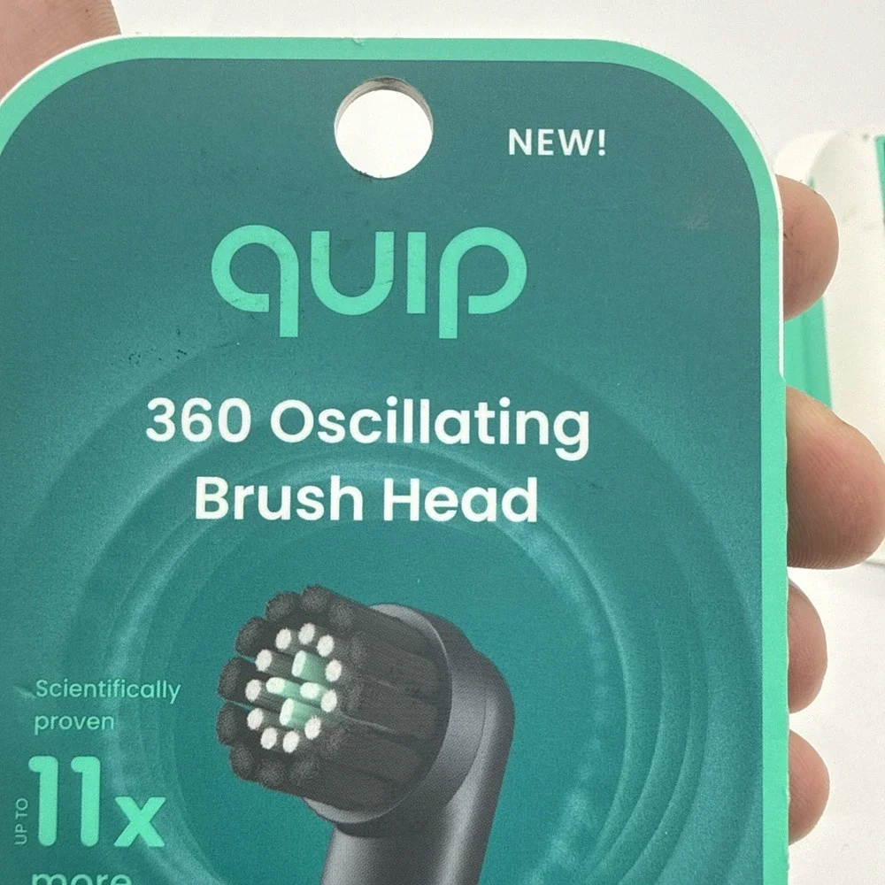 Quip 360 Oscillating Brush Head Soft Black Replacement Heads 2 Pack‎ Times 2 New
